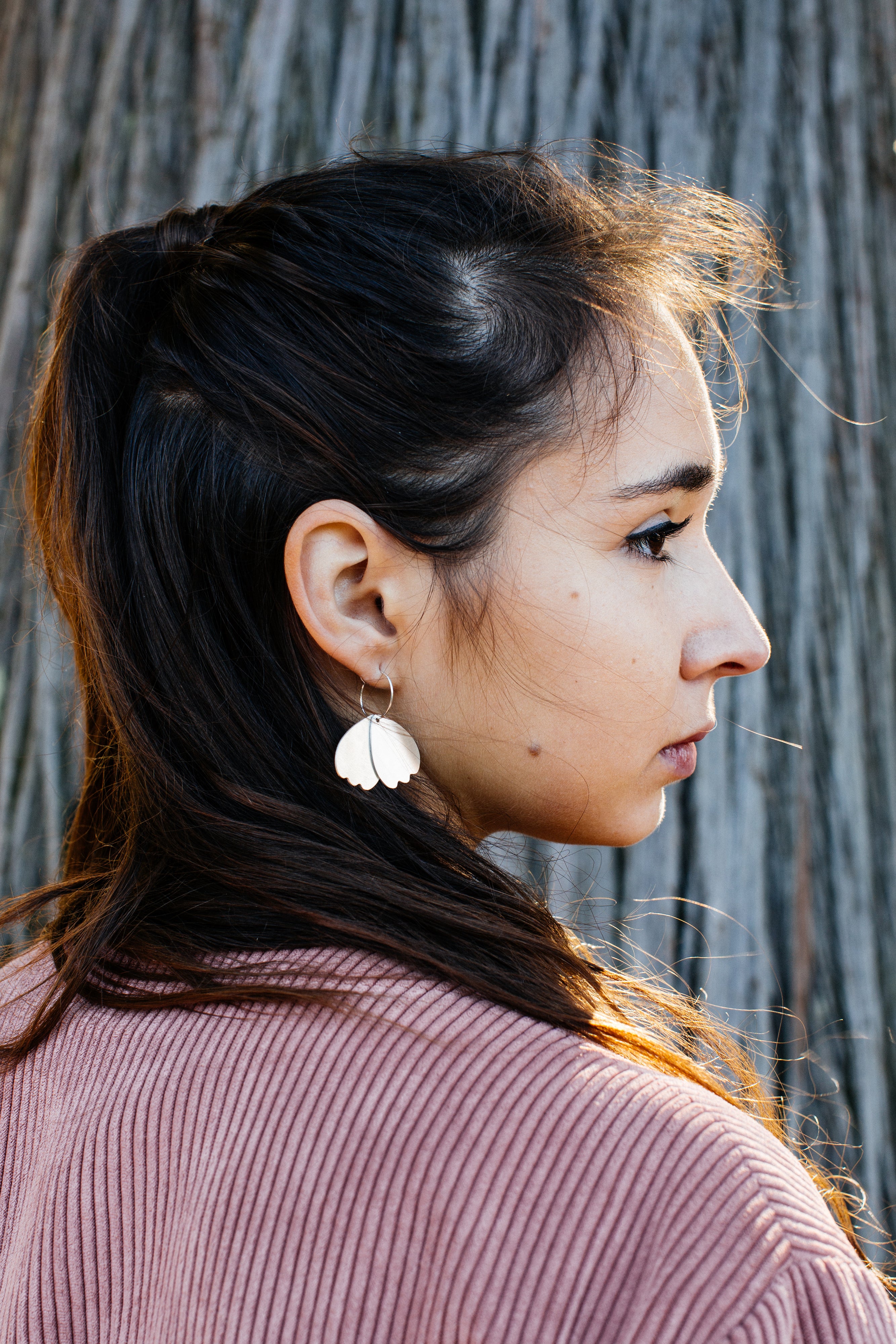 créoles Pétales argent