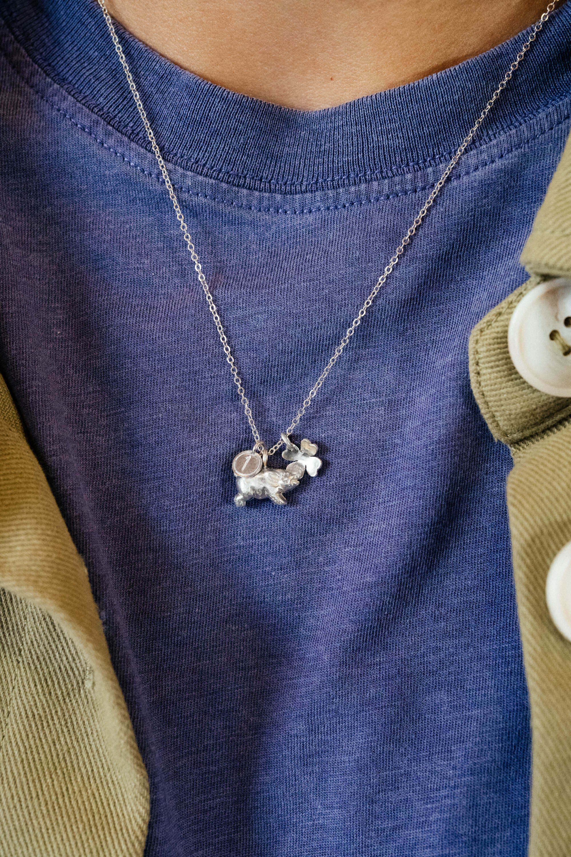 collier Piggy Grigri argent